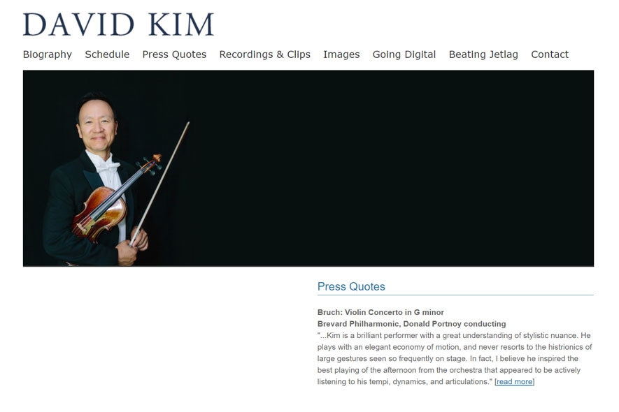 David Kim Violin Website